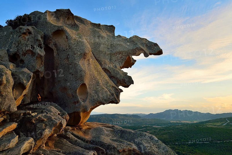Rock formation on the Capo d'Orso in the evening light