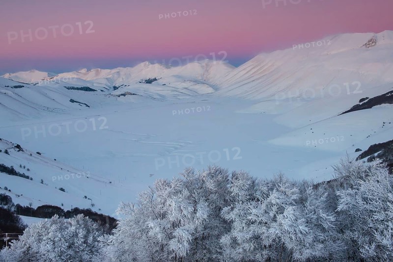 Piano Grande of Castelluccio di Norcia at sunset in winter