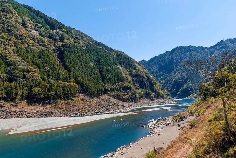 Kumano river flows through wide valley