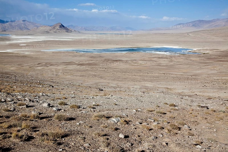 Salt lake on the Pamir Highway