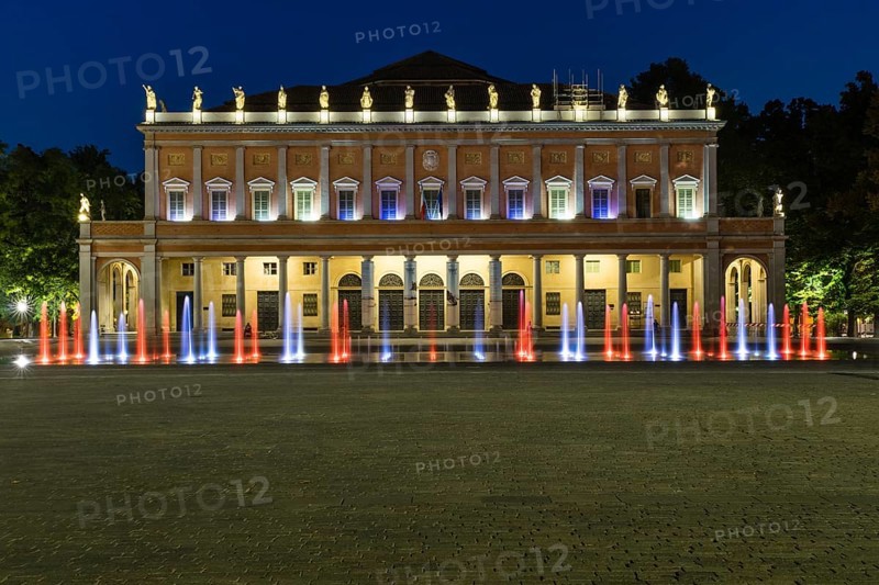 Illuminated fountain at the theater