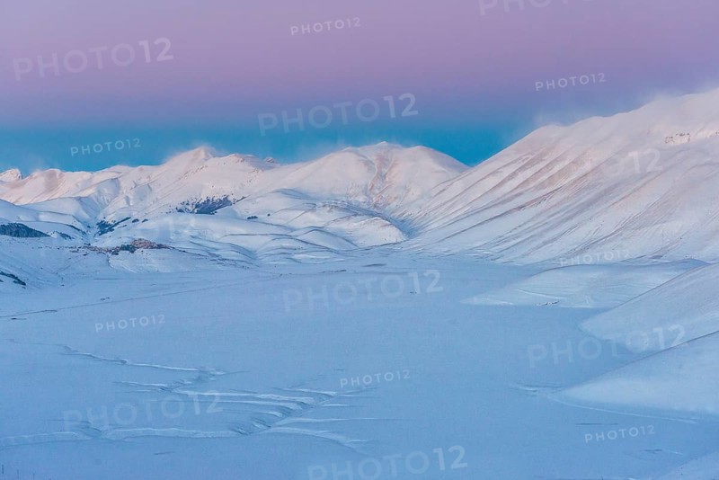 Piano Grande of Castelluccio di Norcia at sunset in winter