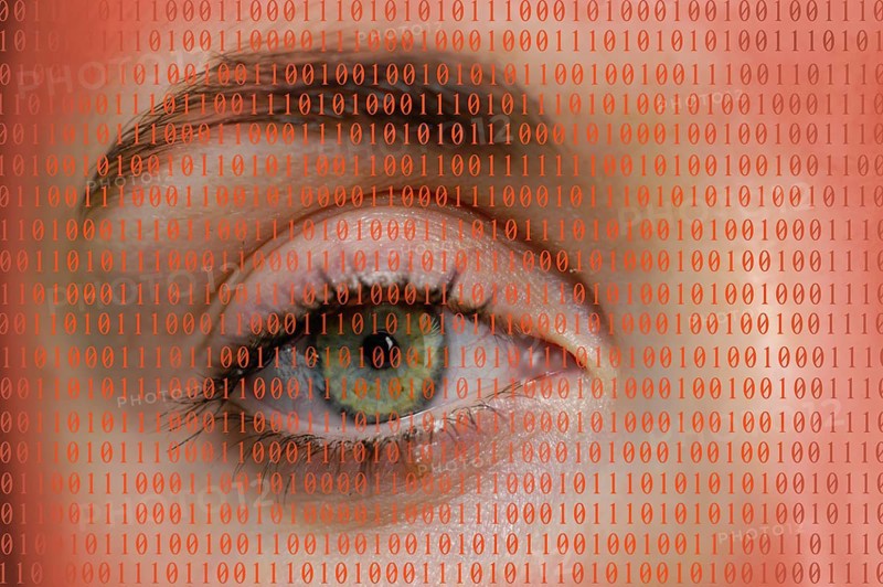 Eye with binary numbers