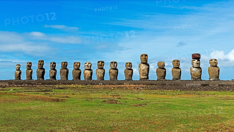 Row of Moai statues
