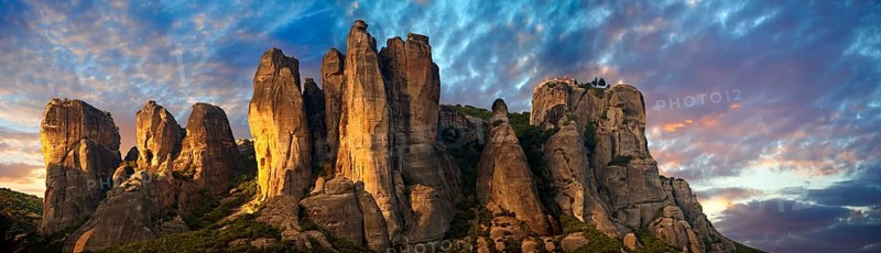 Meteora mountain range with Greek Orthodox monastries on top