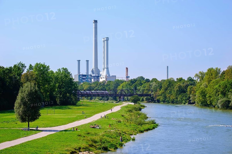 Braunau Railway Bridge over Isar and South Heating Power Station