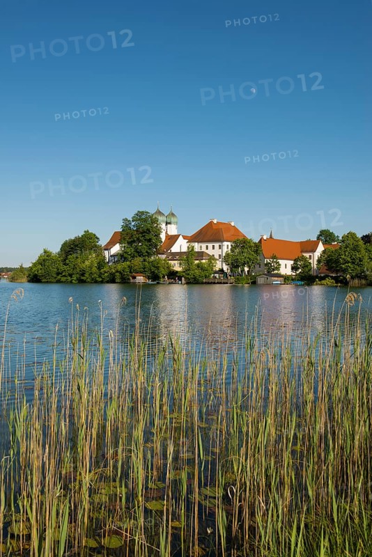 Seeon Abbey in Seeoner See lake