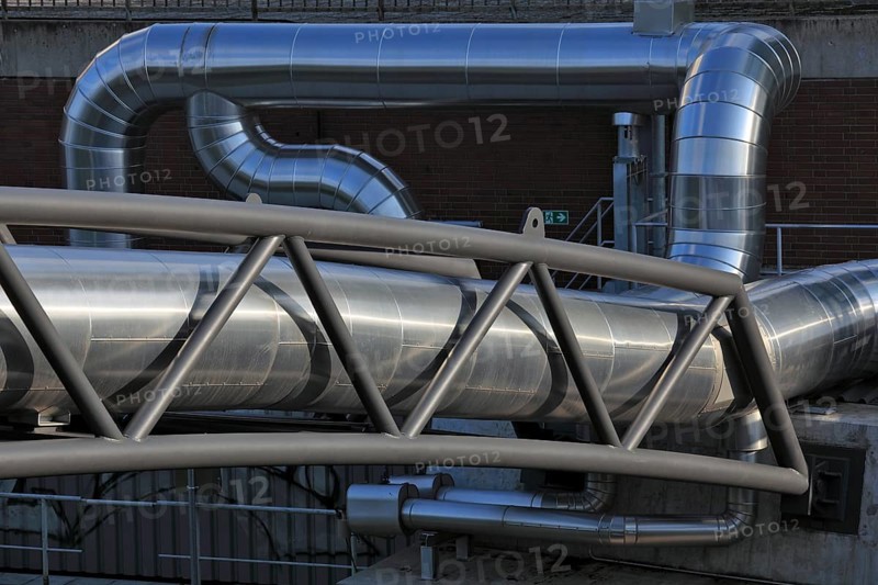 District heating pipeline on a pipeline bridge over the Berlin-Spandau Ship Canal