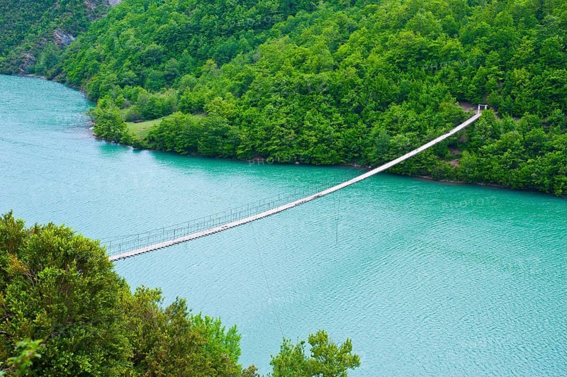 Suspension bridge across the Black Drin River