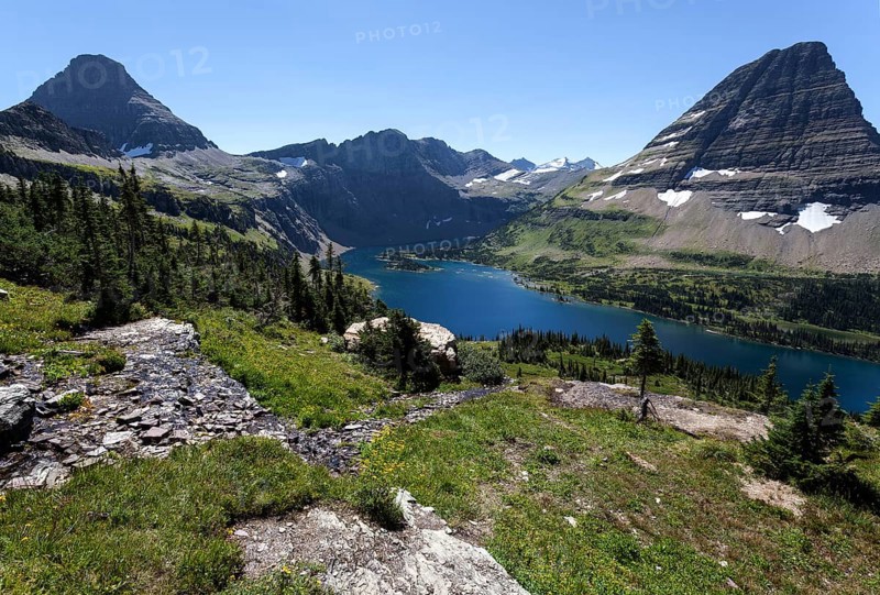 Hidden Lake with Reynolds Mountains and Bearhat Mountains