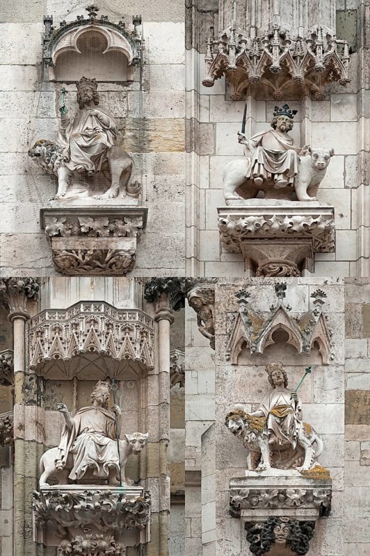 The four riding kings' symbolizing the four empires: Nepukadnezar the Chaldean