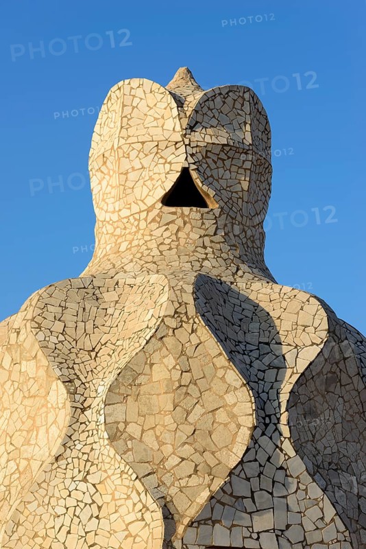 Sculpted ventilation shaft on the roof of Casa Mila
