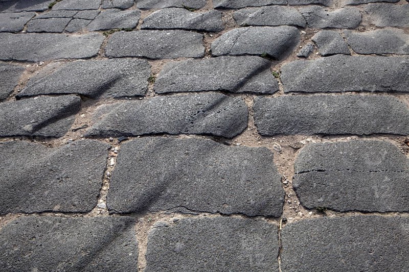 Ruts from Roman times on the pavement