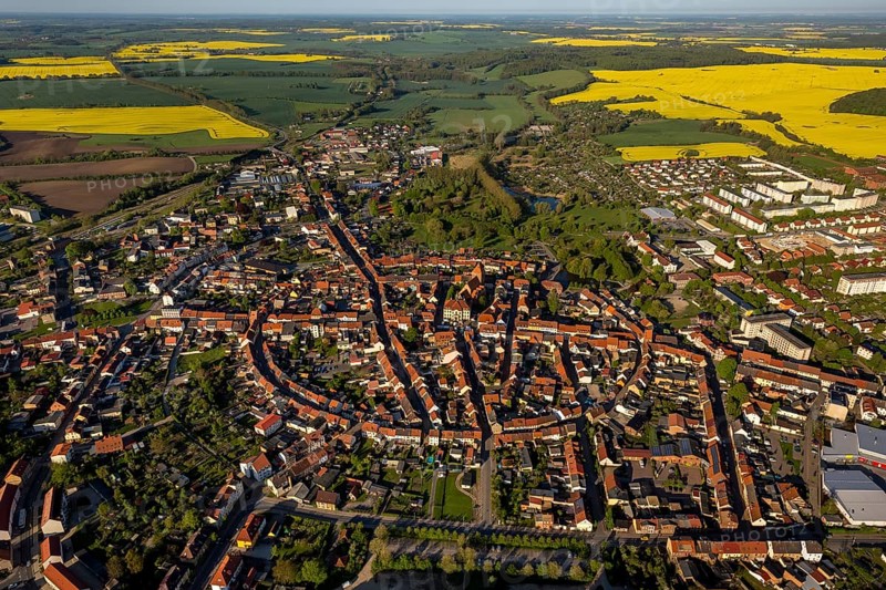 City walls and a circular town layout of the historic city of Teterow