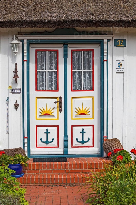 Typical carved and painted door of a wood house