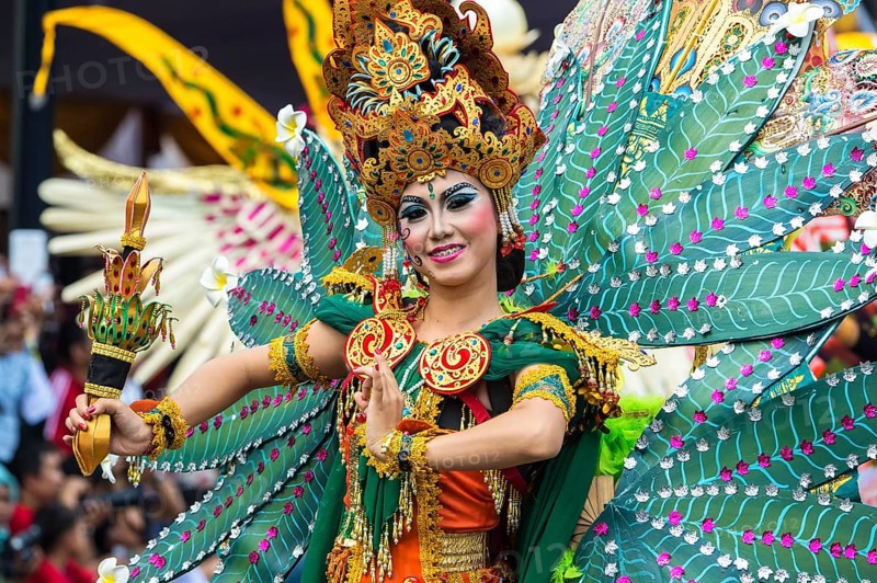 Elaborate costume at the Jember Fashion Festival