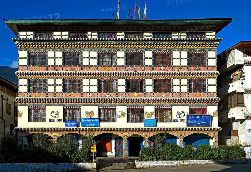 Commercial building with company nameplates