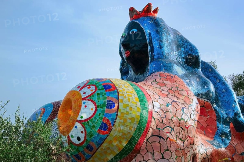 Colorful sculpture in the Giardino dei Tarocchi or Garden of the Tarot