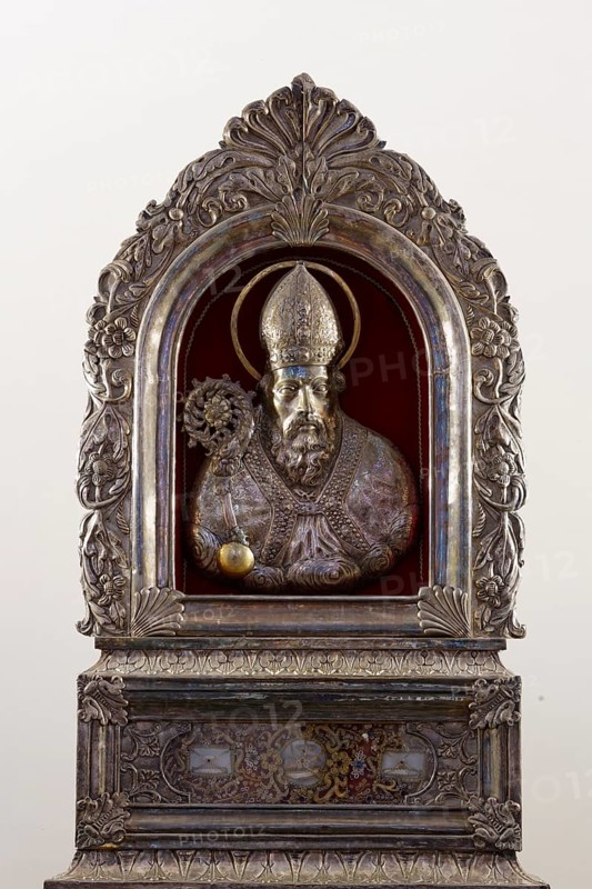 Silver bust reliquary of St. Nicholas