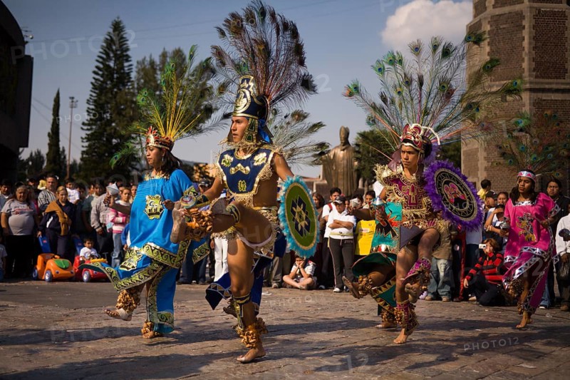 Conchero dancers at the Festival of Senora de Guadalupe