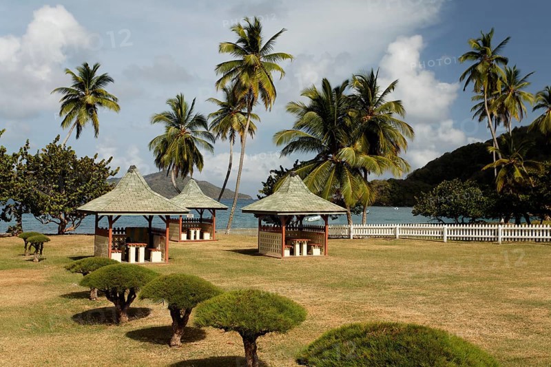 Barbecue huts on the beach