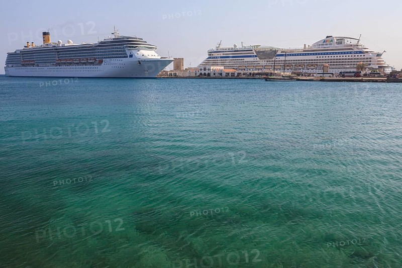 Cruise ships Costa Mediterranea and Aida Diva in the harbour of Rhodes