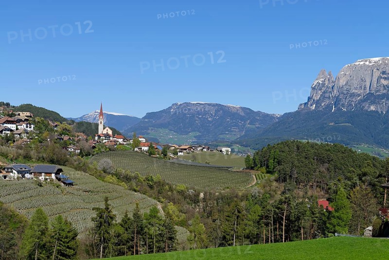 Landscape near Unterinn on the Ritten Renon with Schlern massif