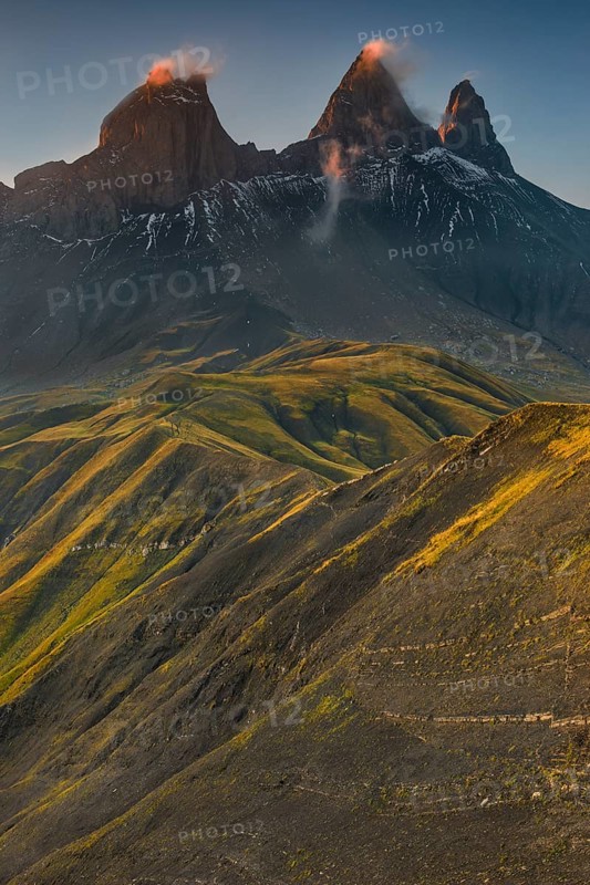Aiguilles d'Arves mountain at dawn