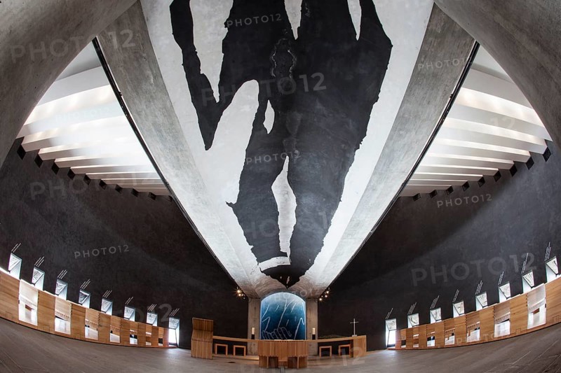 Interior of the Chapel of Santa Maria degli Angeli by architect Mario Botta