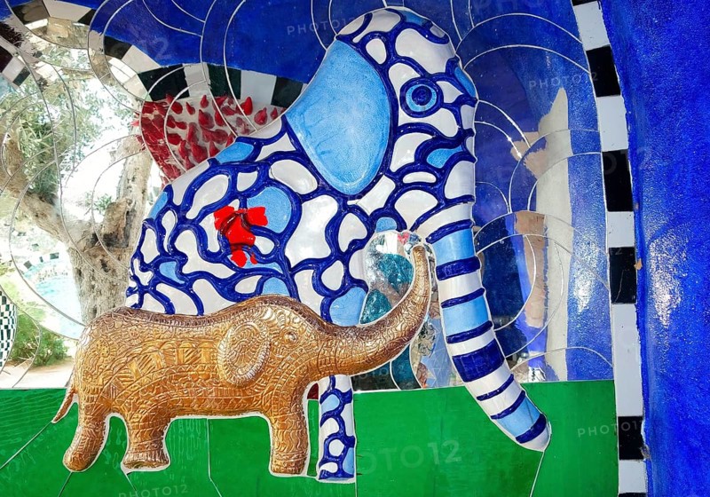 Colorful sculpture in the Giardino dei Tarocchi or Garden of the Tarot
