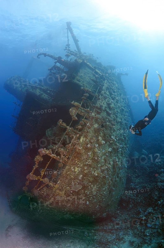 Freediver diving the Gianis D wreck