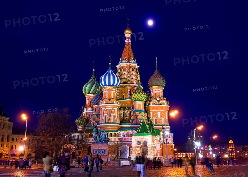 Saint Basil's Cathedral on Red Square at night