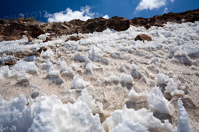 Penitent snow near the glacier of the volcano Iztaccihuatl