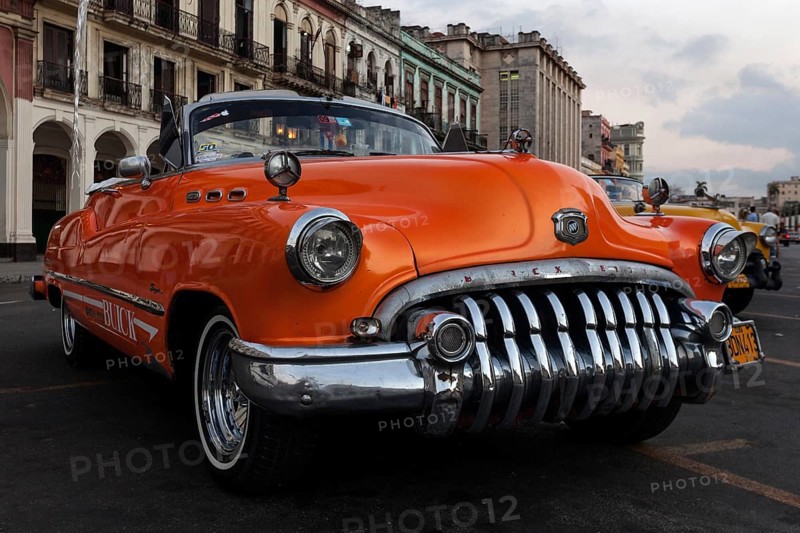 Vintage Buick from the 1950s on the Prado at dusk
