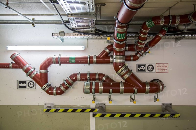 Water pipes in a garage