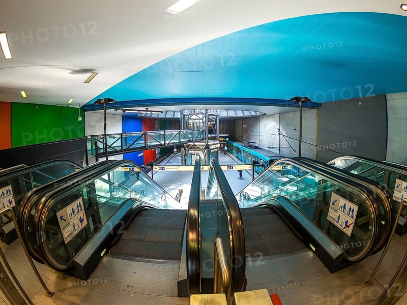 Modern metro station at the Messe Frankfurt exhibition hall