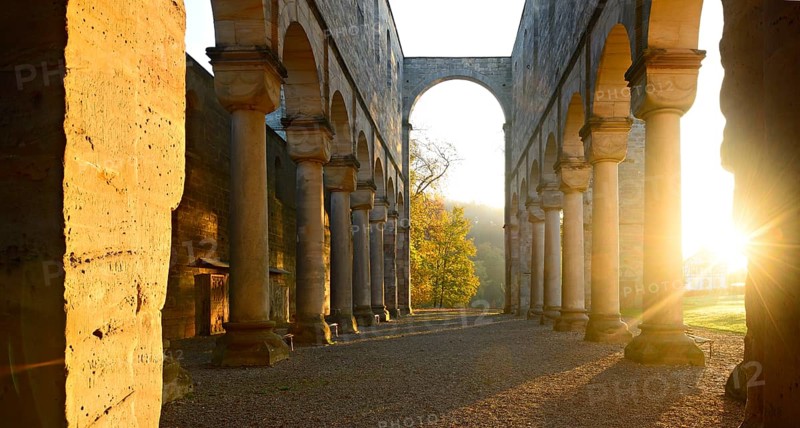 Sunrise in the ruins of the monastery church of Paulinzella