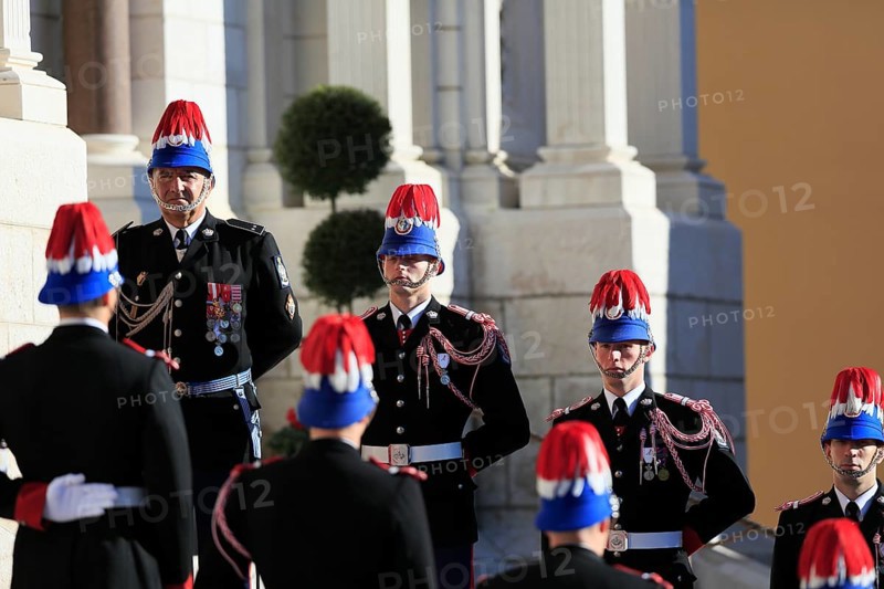 Bodyguard of the Prince in front of the cathedral on Fete du Prince national holiday