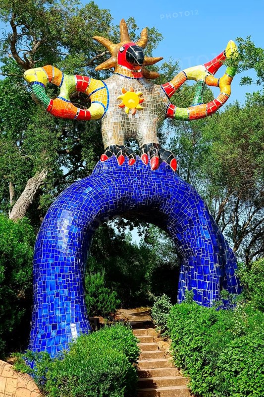 Colorful sculpture in the Giardino dei Tarocchi or Garden of the Tarot