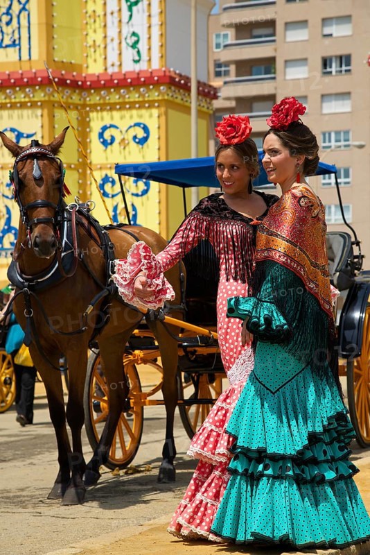 Flamenco dancers at the Feria de Abril