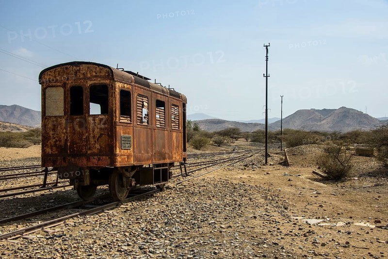 Old coach of the Italian railway from Massawa to Asmarra