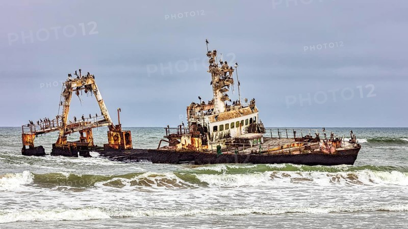 Shipwreck Zeila in the water with swell