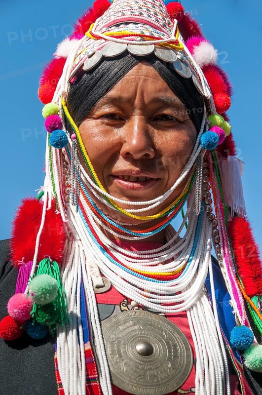 Traditionally dressed woman from the Akha people