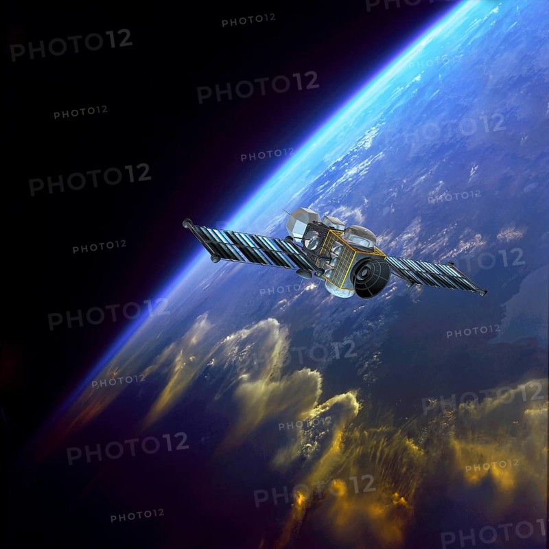 Geostationary orbit satellite above the Earth