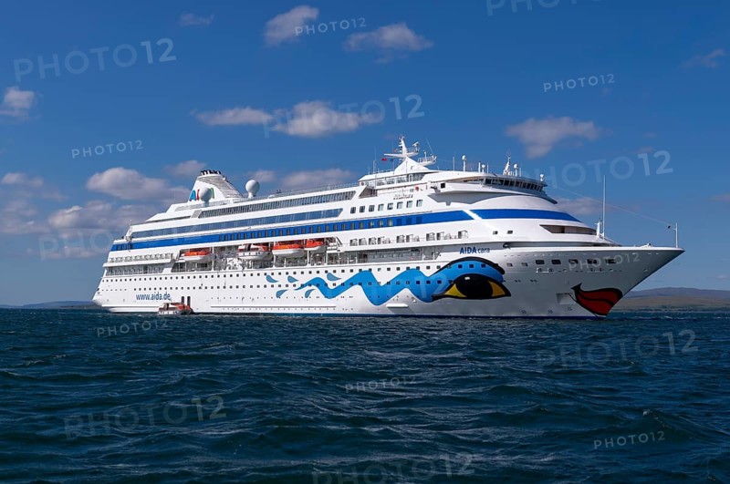 The cruise ship AIDAcara at anchor off Oban