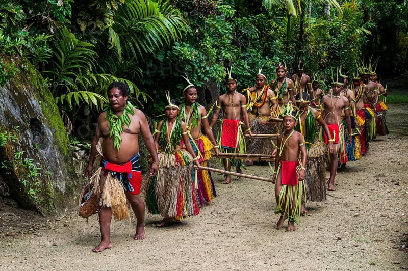 Stick dance performed by the tribal people of Yap Island