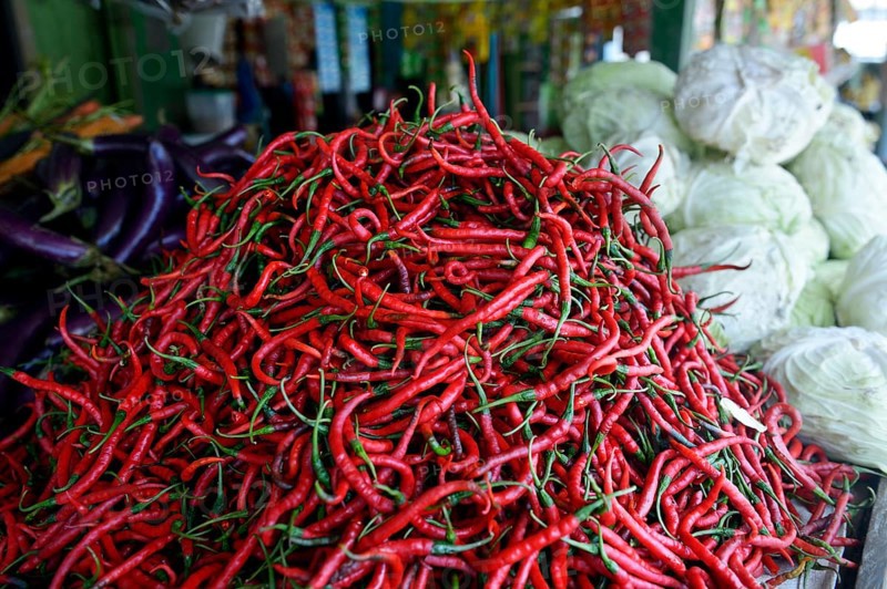 Chili peppers (Capsicum) on the market