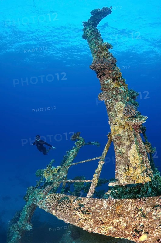 Freediver diving the Gianis D wreck