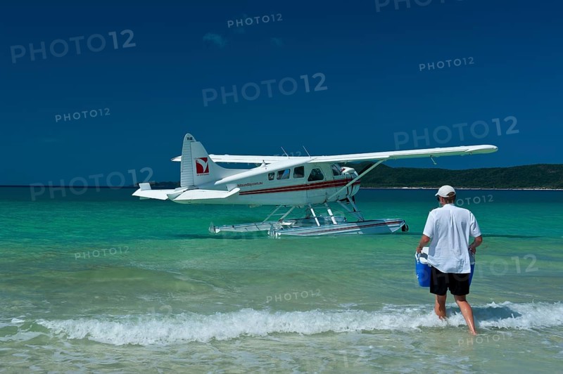 Waterplane in Whitehaven beach at the Whitsunday Islands