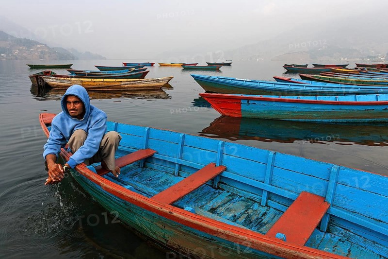 Colourful boats on Phewa Lake